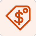 Price tag with a dollar sign representing flat rate predictable pricing