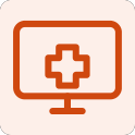 Monitor with a medical cross representing telehealth infrastructure