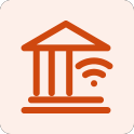 Courthouse with a wireless signal representing secure remote and courthouse access