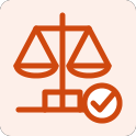 Scales of justice with a checkmark representing experience with legal and regulated environments